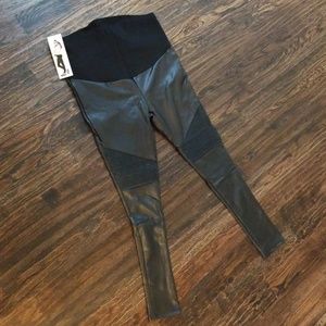 Maternity faux leather moto pants- Preggo Leggings
